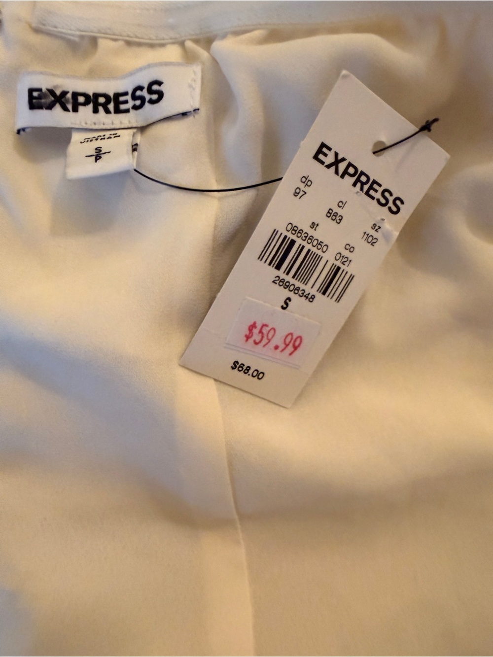 Express Cream Ruched Ruffle Bustier Strapless Top with Round Ruffle Side Accent - Picture 6 of 7